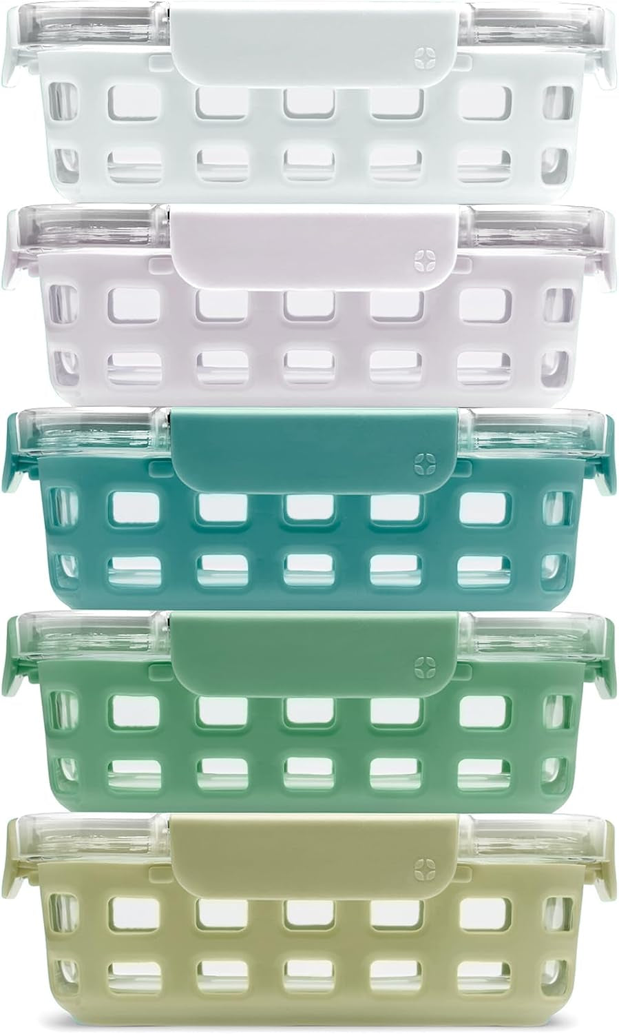 Ello Duraglass 3.4 Cup Glass Meal Prep Containers, 10 Pc, 5 Pack,Olive Tree