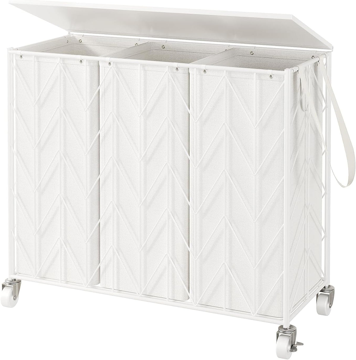 WOWLIVE Laundry Hamper 3 Section with Lid, 142L Laundry Basket with Wheels