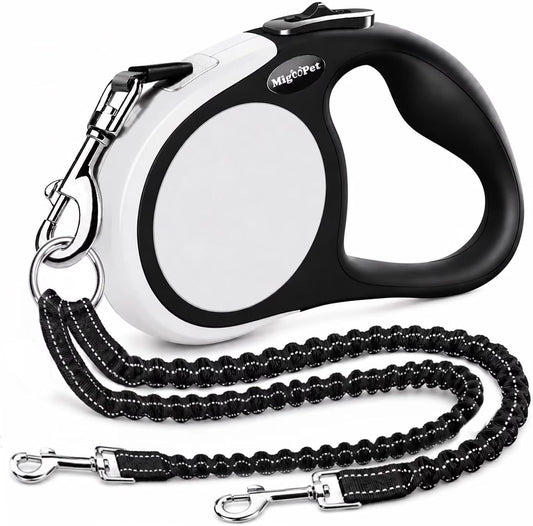 Double Retractable Dog Leash for Two Dogs up to 115 Lbs - 18.6 Ft Coupler Leashes for Small Medium Dogs - One Locked System, Non Slip Grip, Tangle Free