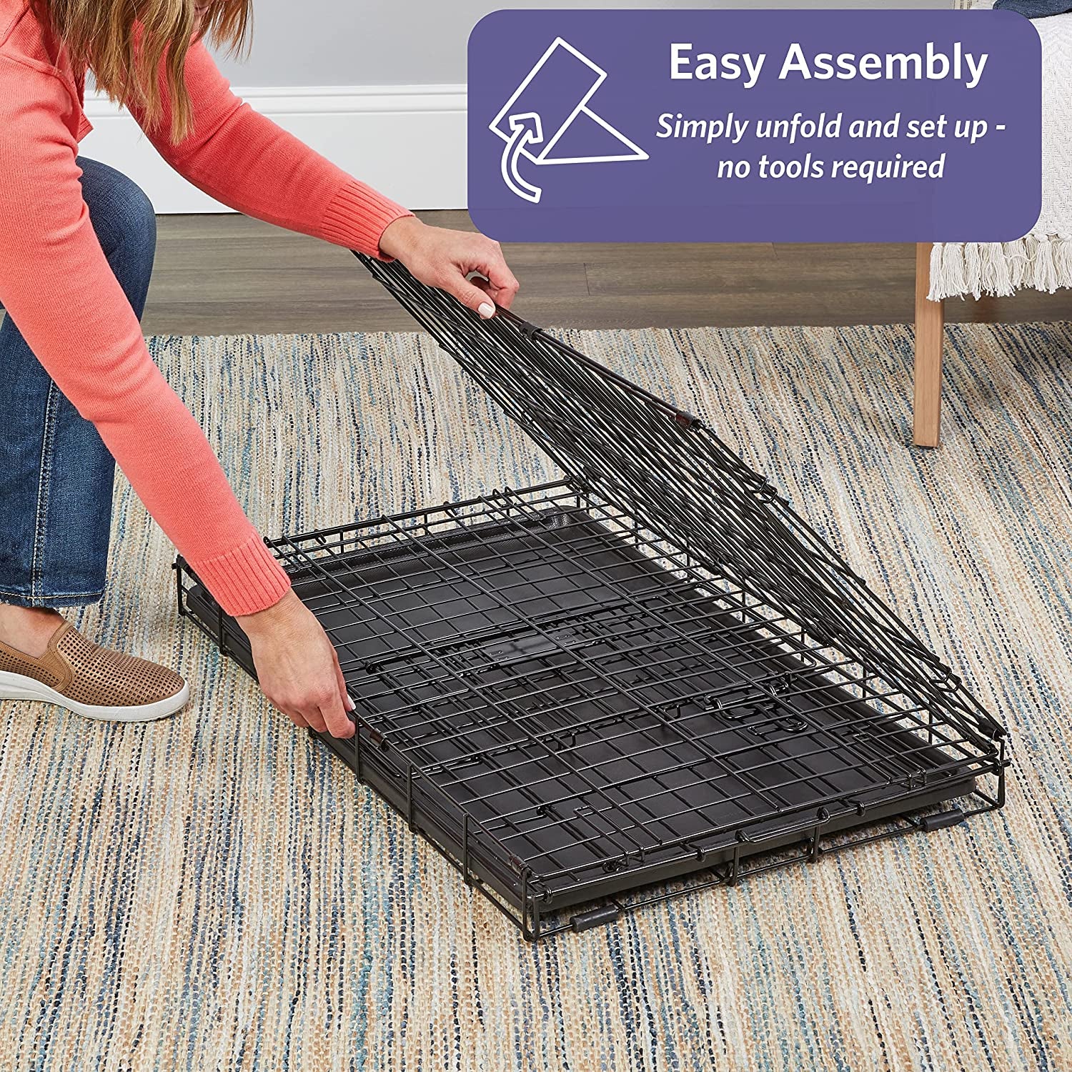 Midwest Homes for Pets 42-Inch Icrate for Large Breeds, 71-90 Lbs, Single Door Folding Dog Crate with Divider Panel, Leak-Proof Tray & Secure Latch, Portable, Durable & Easy to Assemble