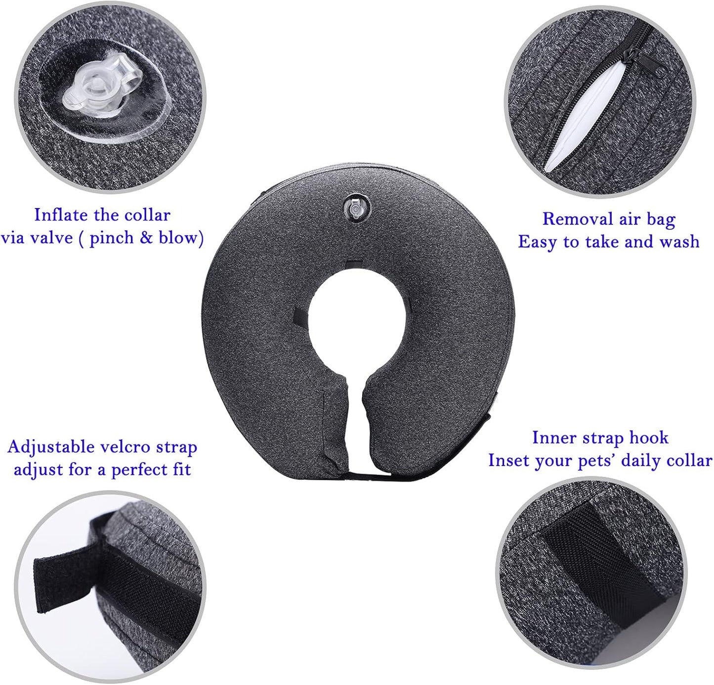 Katoggy Protective Inflatable Recovery Collar, Soft Blow-Up Dog Cone Collar, Pet Donut Cone Collar, Comfy Elizabethan Collar after Surgery for Large Dog to Prevent from Biting & Scratching
