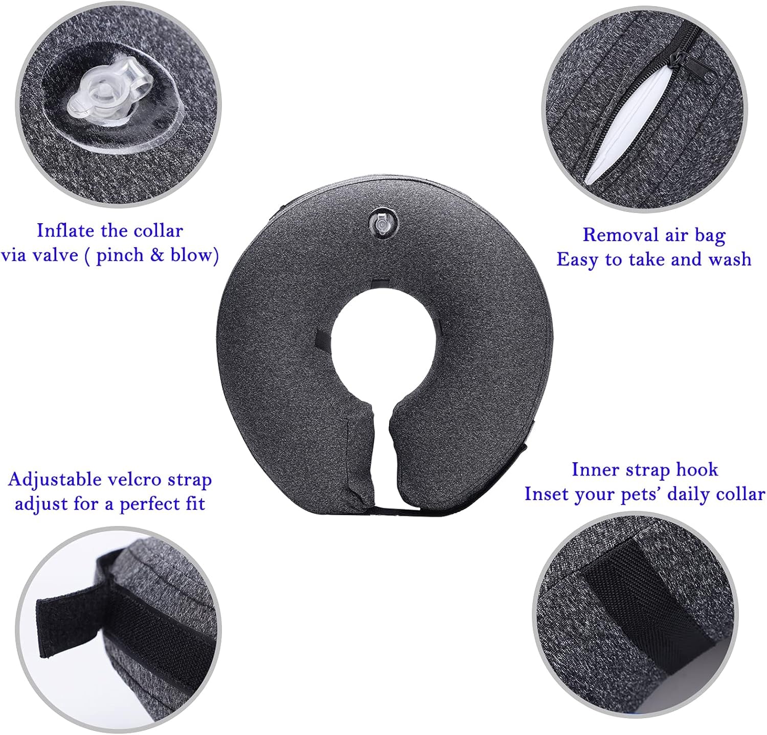 Katoggy Protective Inflatable Recovery Collar, Soft Blow-Up Dog Cone Collar, Pet Donut Cone Collar, Comfy Elizabethan Collar after Surgery for Large Dog to Prevent from Biting & Scratching