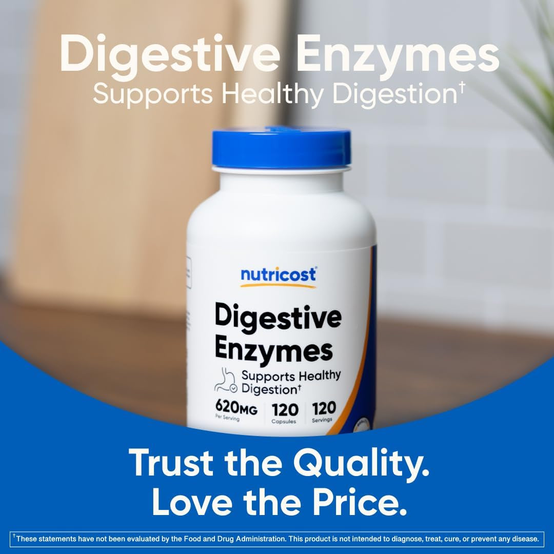 Nutricost Digestive Enzymes 620Mg, 120 Capsules - Complete Digestive Enzyme Supplement