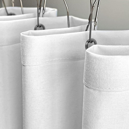 100% Pure Cotton Shower Curtain White, Luxury Non Toxic for Hotel, 72"X72"