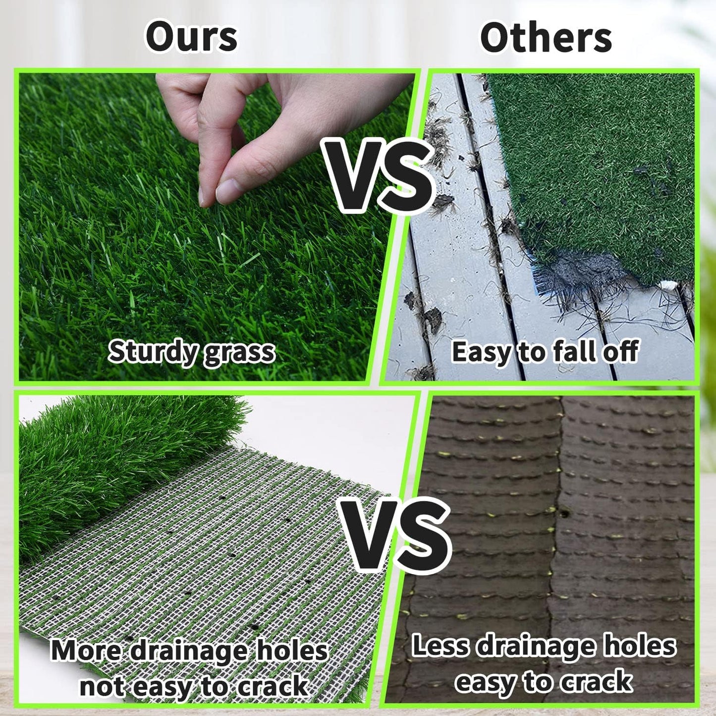 Grass Pad for Dogs 39.3 X 31.5 Inches Fast-Drain Artificial Grass for Pets Potty Training, Easy to Clean Fake Grass for Dog Indoor Outdoor Use(1 Pack)