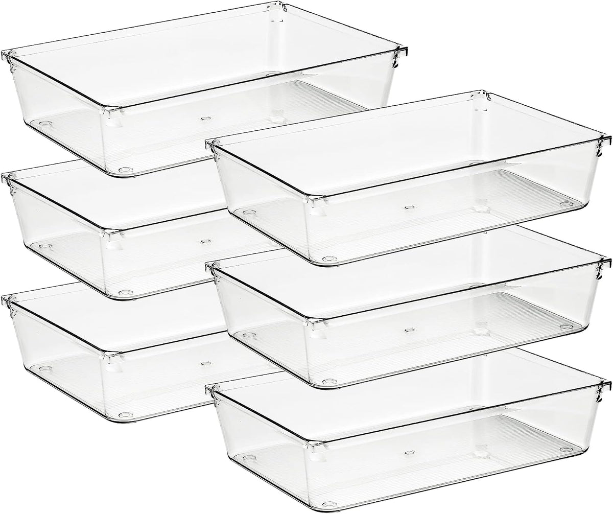 Ravinte 6 Pack Drawer Organizer, 6" X 9" Plastic Storage Bins