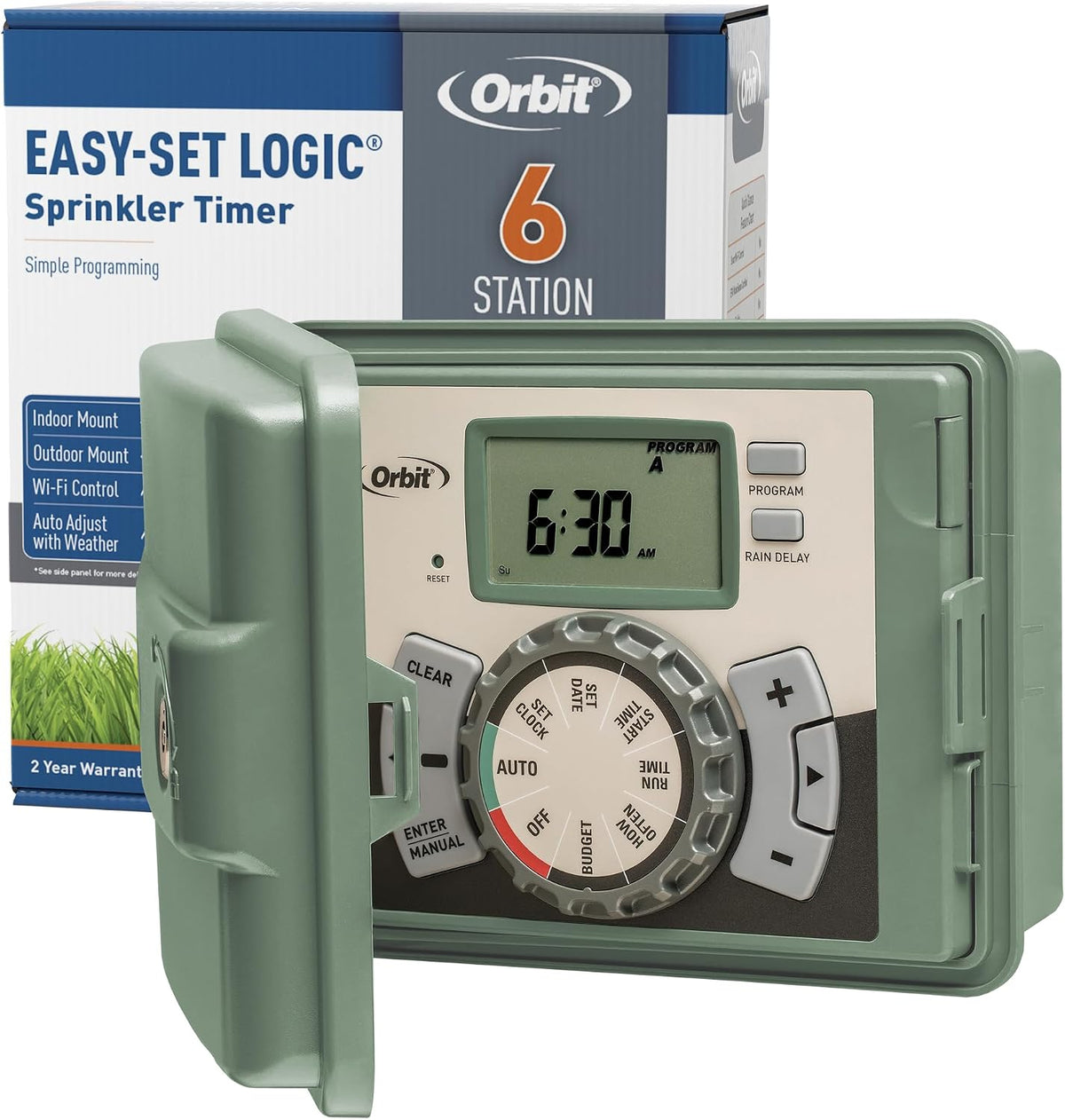 Orbit 6-Station Indoor/Outdoor Swing Panel Sprinkler System Timer - 57896