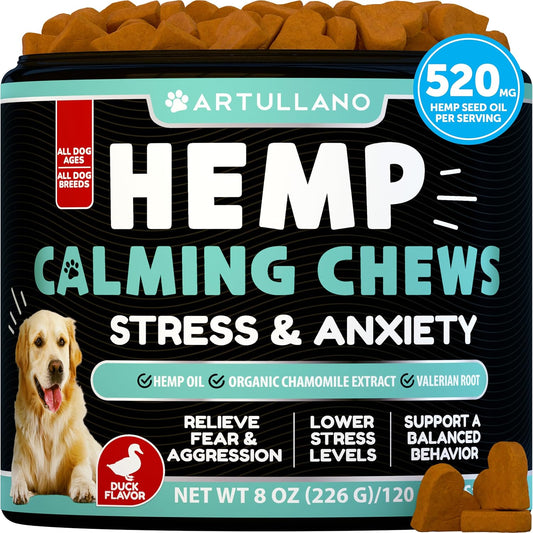 Dog Calming Chews - 120 Treats - Hemp Calming Chews for Dogs for Anxiety