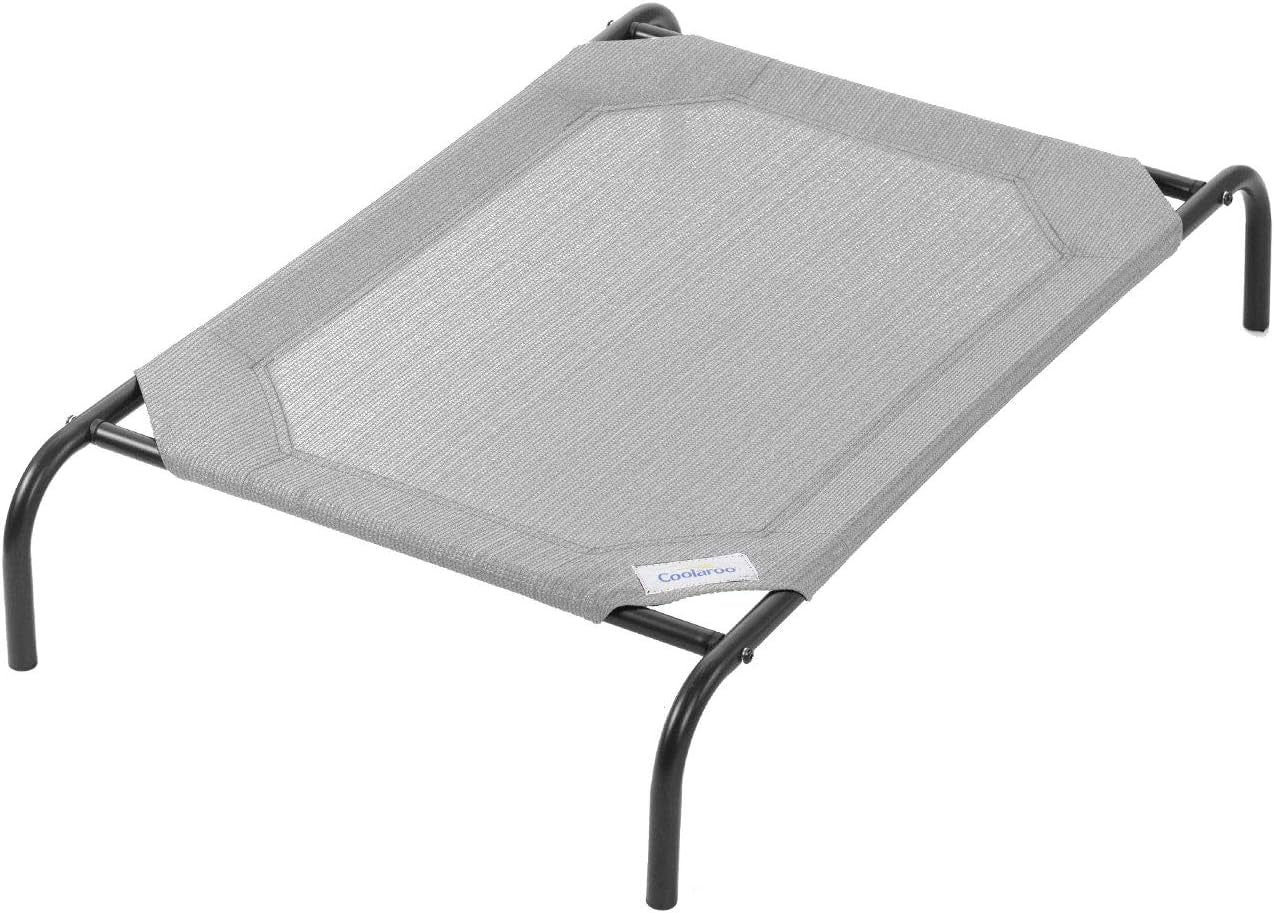 Coolaroo Original Elevated Dog Bed - Breathable Off-The-Ground Pet Bed with Cooling Fabric, Joint Relief & Moisture-Resistant Fabric, 100% Recyclable, Easy Clean, Grey, Medium