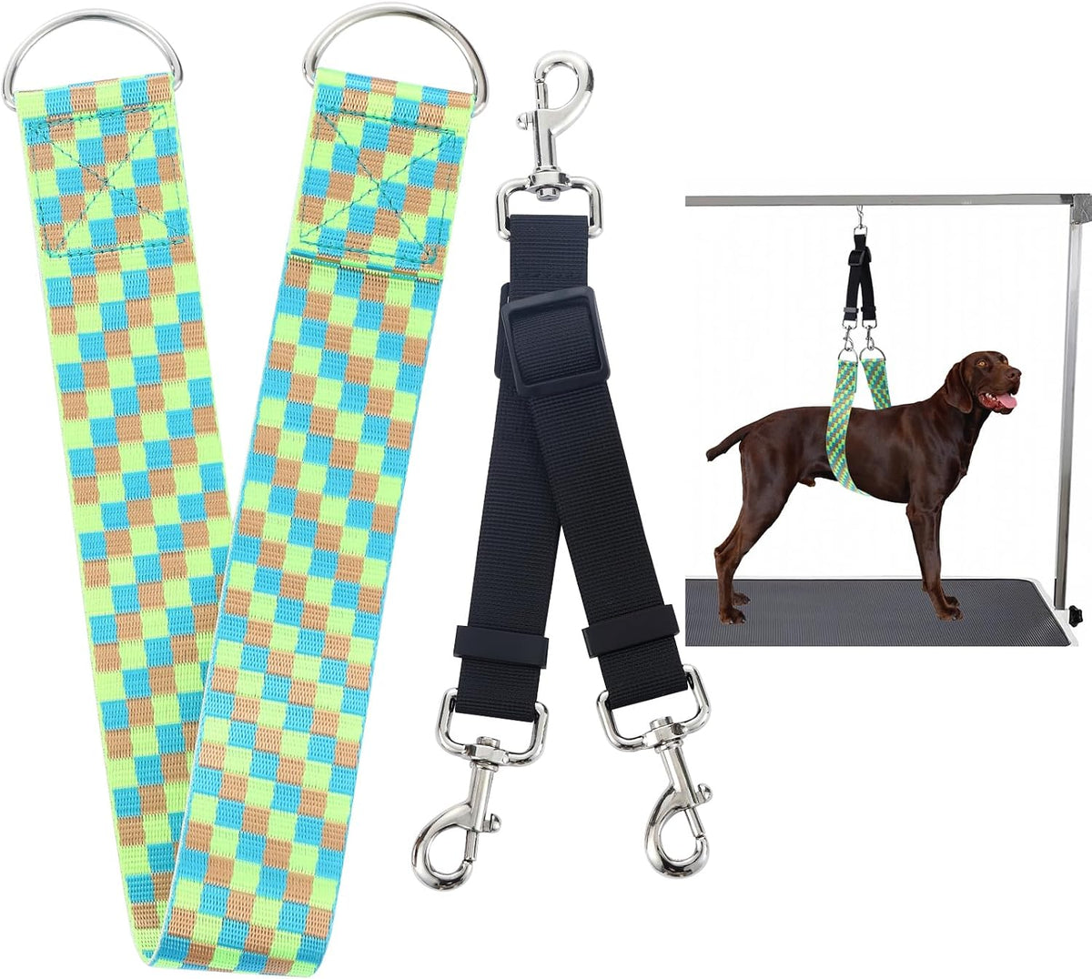 Dog Grooming Arm Accessories Dogs Groom Belly Straps with Adjustable Connector 2" Wide Nylon Unique Pattern Pet Bath Loops Restraint Noose Dog Safety Belly Stand for Small Medium Large Pets