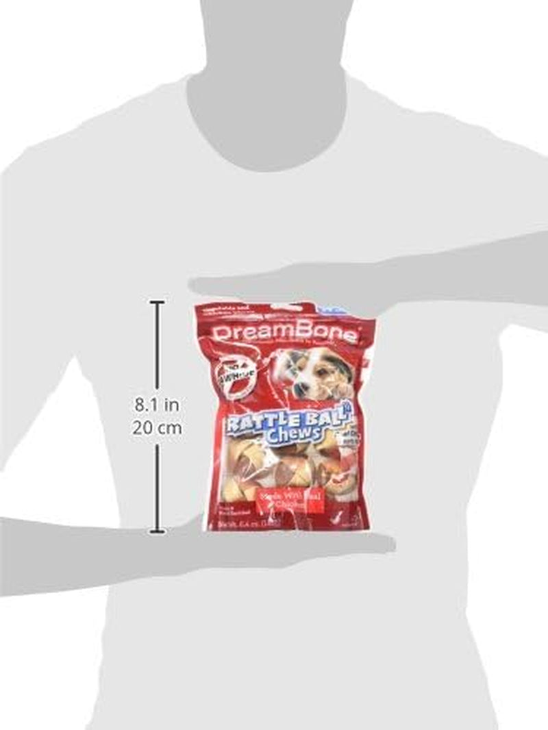 Dreambone Rattleball Chew Rawhide-Free Dog Treats, Real Protein, 14 Count