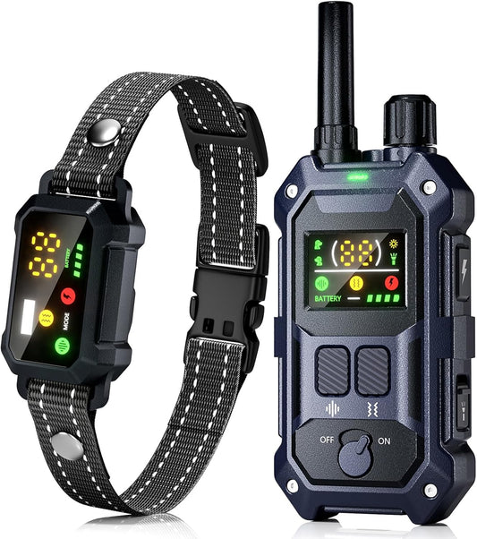 BLACKDOG Military Dog Shock Collar - 4200Ft Dog Training Collar with Remote, 4 Training Modes, Flashlight & Strobe, 3-Month Battery, IP67 Waterproof Dog E Collar for All Breeds 5-150Lbs (Dark Blue)