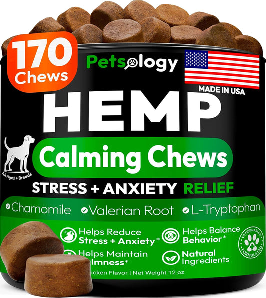 Hemp Calming Chews for Dogs - 170 Dog Calming Chews - Anxiety Relief Treats
