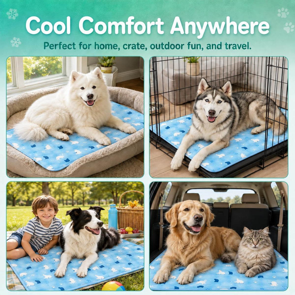 Dog Cooling Mat Gel for Indoor & Outdoor, Waterproof Non-Toxic Cooling Pad