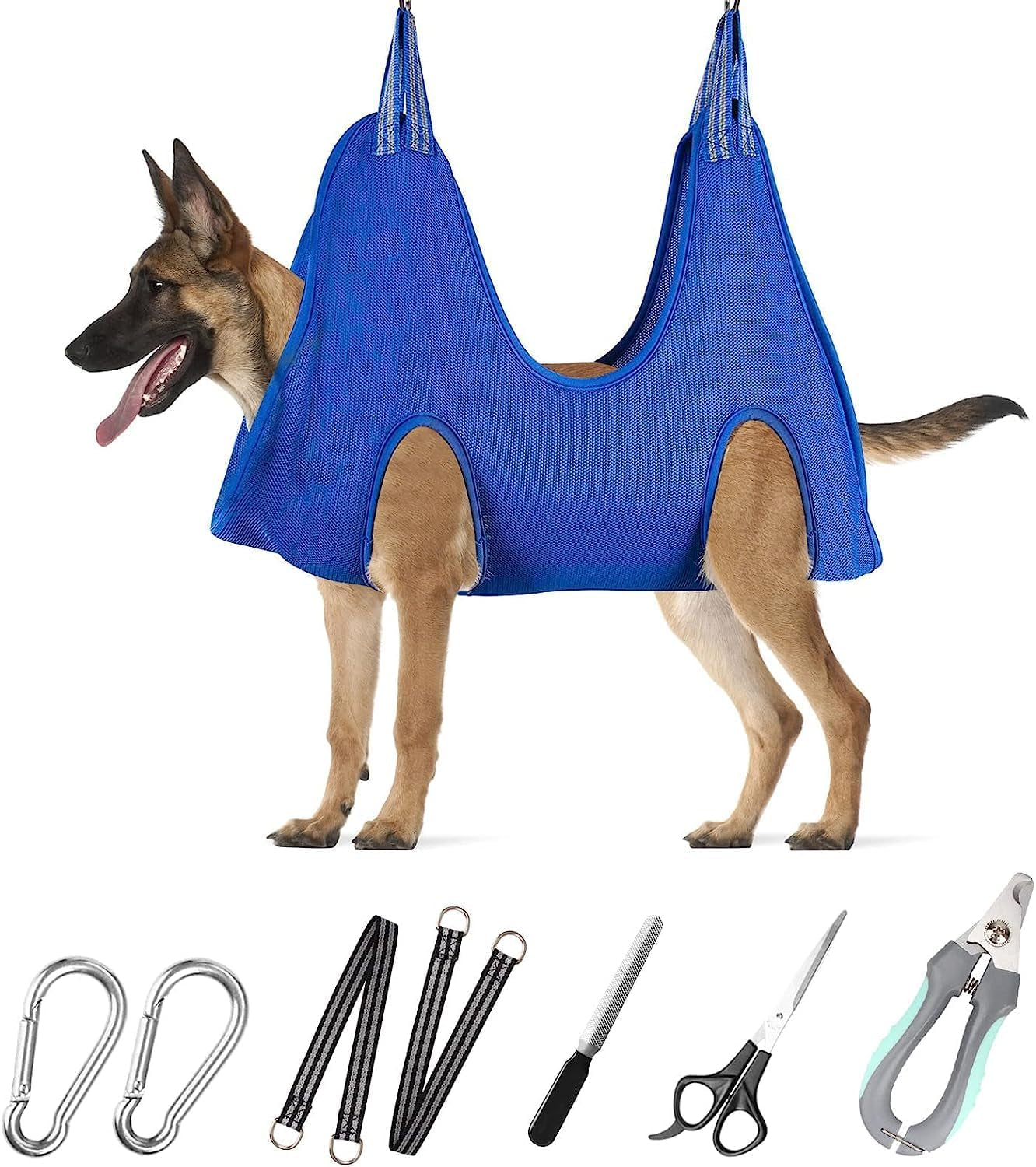 ATESON Pet Grooming Hammock with Nail Clippers/Nail Trimmers/Grooming Scissors, Dog Grooming Harness for Nail Trimming, Pet Grooming Sling Helper