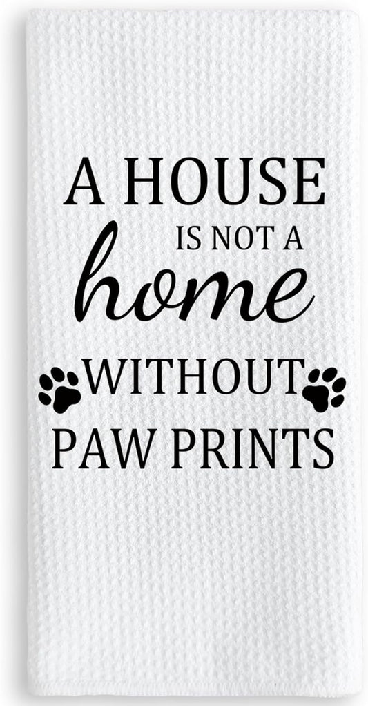 TNUW Dog Themed Gifts Kitchen Towels 16'24', Dogs Mom Gifts for Women, Dog Decorations for the Home, House Warming Gift New Home, Paw Prints Kitchen Tea Hand Towels