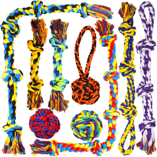 SHARLOVY Large Tough Chew Toys for Aggressive Chewers, 9 Pack Dog Rope Toys