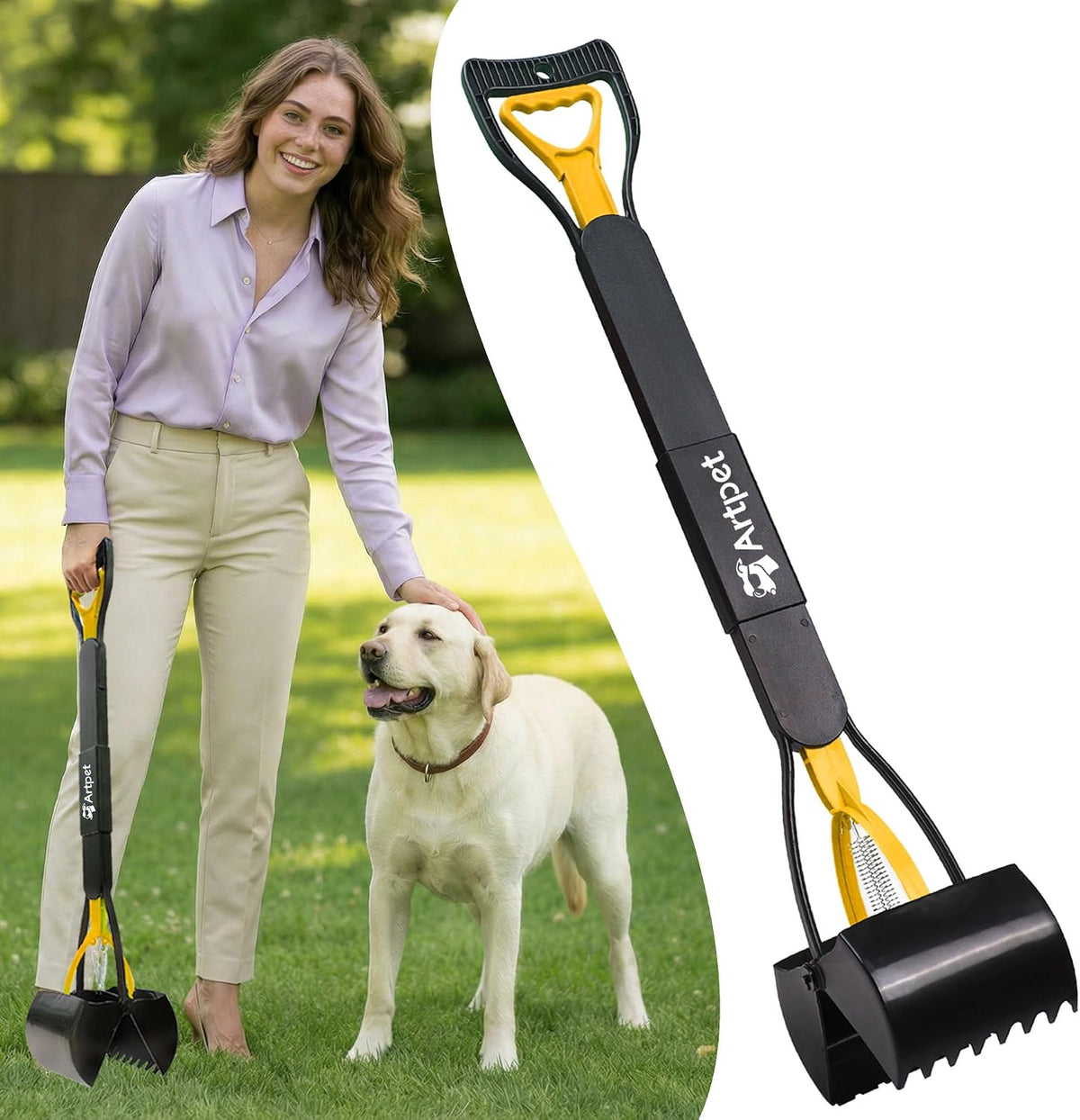 32" Dog Pooper Scooper, Long Handle Scoop for Yard & Grass