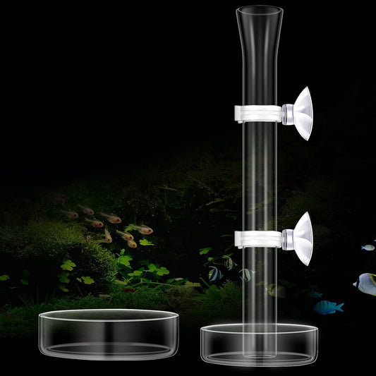 Chengu 3 Pcs Shrimp Feeding Tube Set, 8" + 2 Tray Glass Aquarium Feeder