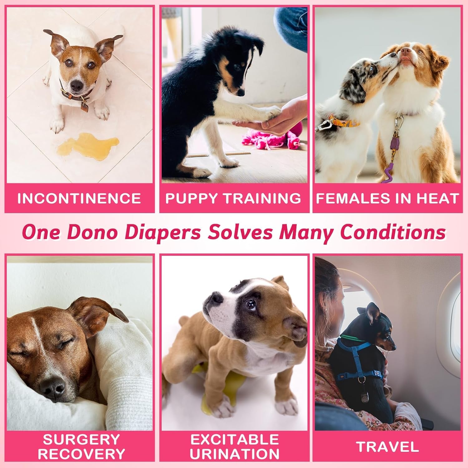 Dono Disposable Pet Diapers for Female Dogs Super Absorbent Soft Heating and Pee Puppy Diapers Female Liners, Including 20Pcs XXS Diapers for Dogs and Cats