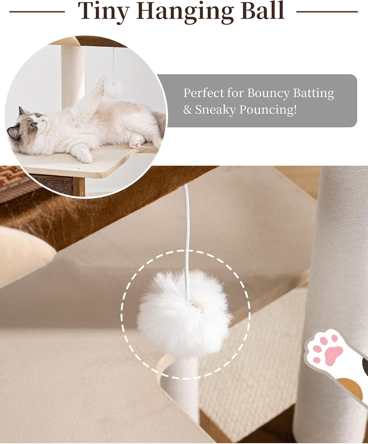 37.5" Cat Tree for Large & Senior Cats with Low Step & Sisal Board