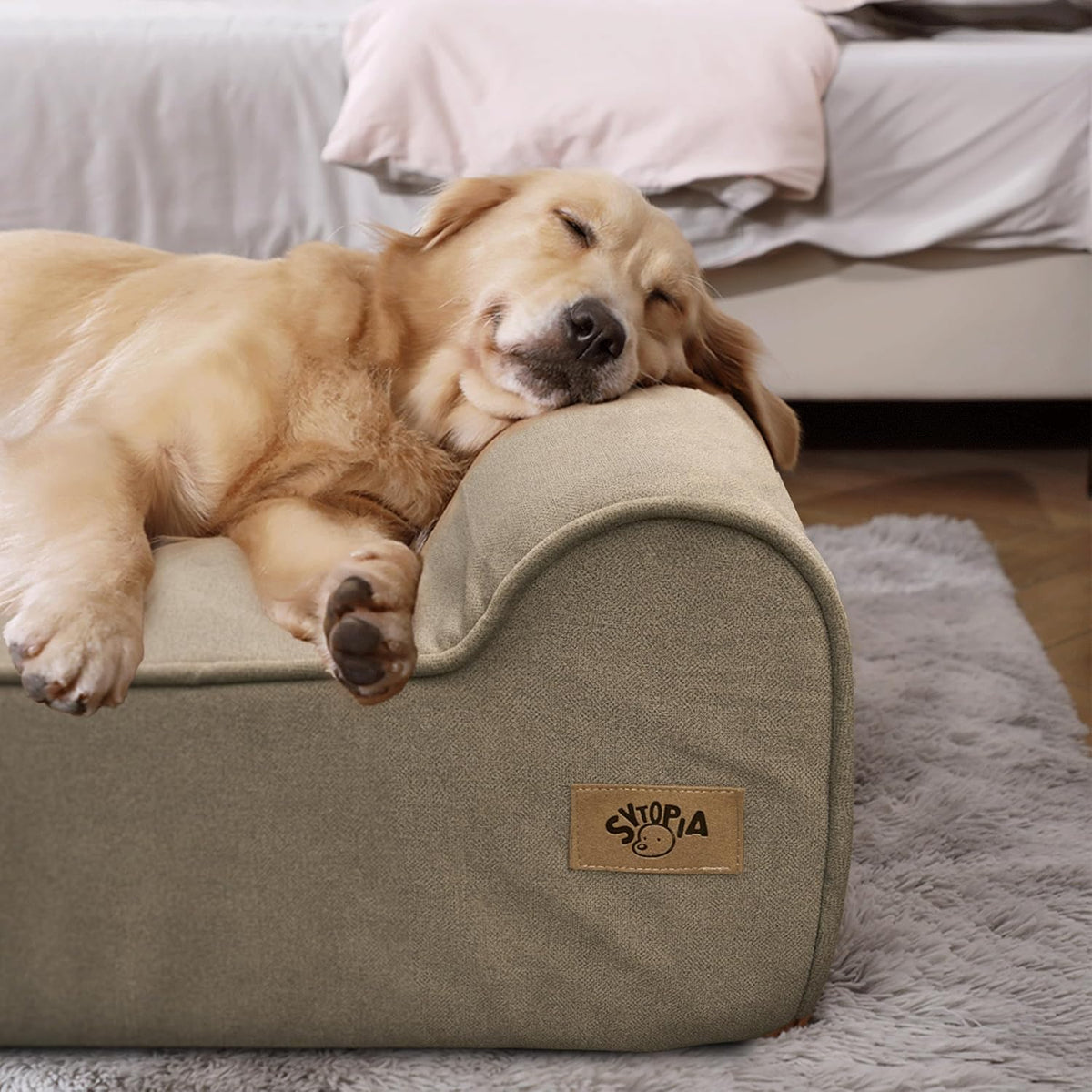 Sytopia XXL 35D Memory Foam Dog Bed for Extra Large Dogs – 7" Thick Orthopedic Pet Couch for Seniors and Big Breeds up to 150 Pounds, with Waterproof Liner & Washable Cover, 50"X 34"X 7", Brown
