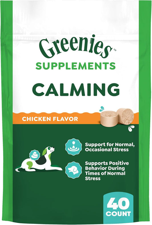 Greenies Supplements Calming Chews for Dogs, Chicken Flavor, 40 Count
