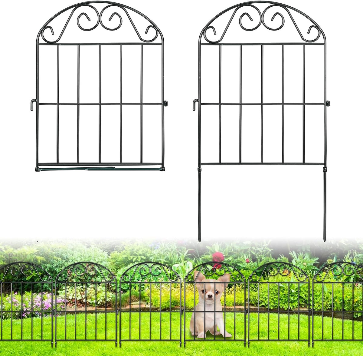 ADAVIN 24In Collapsible Garden Fence Border, 20 Panels Animal Barrier