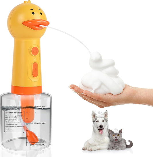 Electric Dog Shampoo Dispenser, Rechargeable Duck Soap Foaming Dispenser for Dog and Cat Bathing, Bathroom, Kitchen Sink, Toilet Cleaning, IPX7 Waterproof