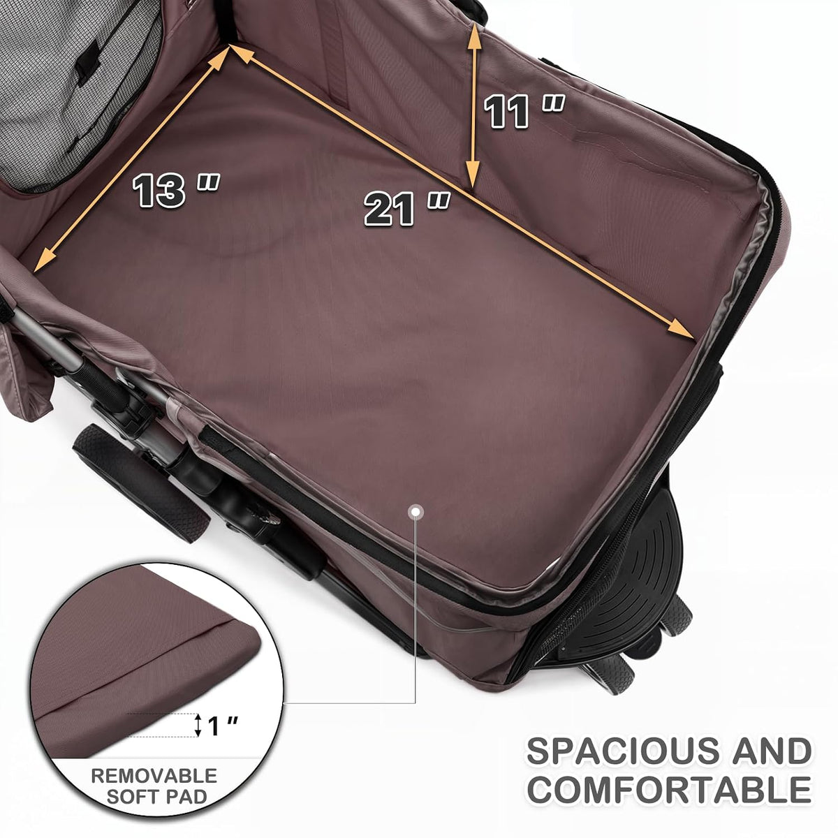 Monibloom Pet Stroller for Small/Medium Dogs and Cats up to 33 Lbs, Coffee