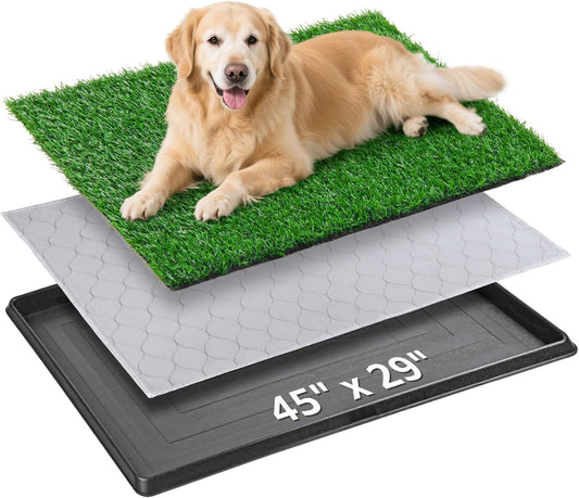 Large Dog Grass Pad with Tray 45"X29", Pet Litter Box for Apartment Balcony