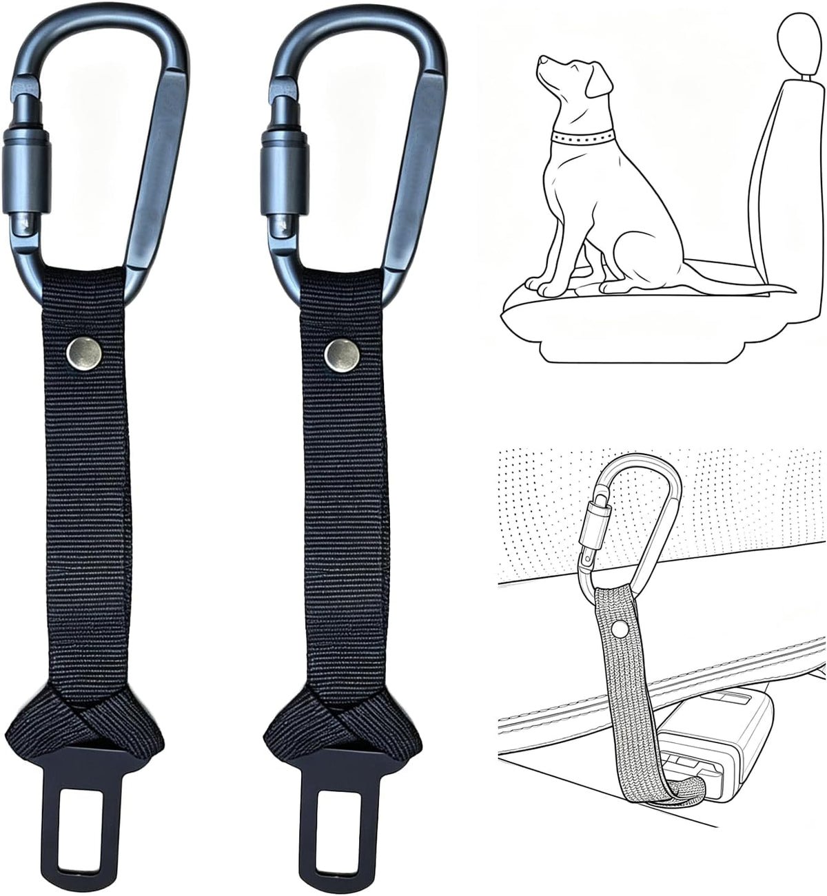 2 Pack Pet Car Seat Belt Restraint, Dog & Cat Car Seat Belt Anchor for Small Medium Large Dogs and Cats
