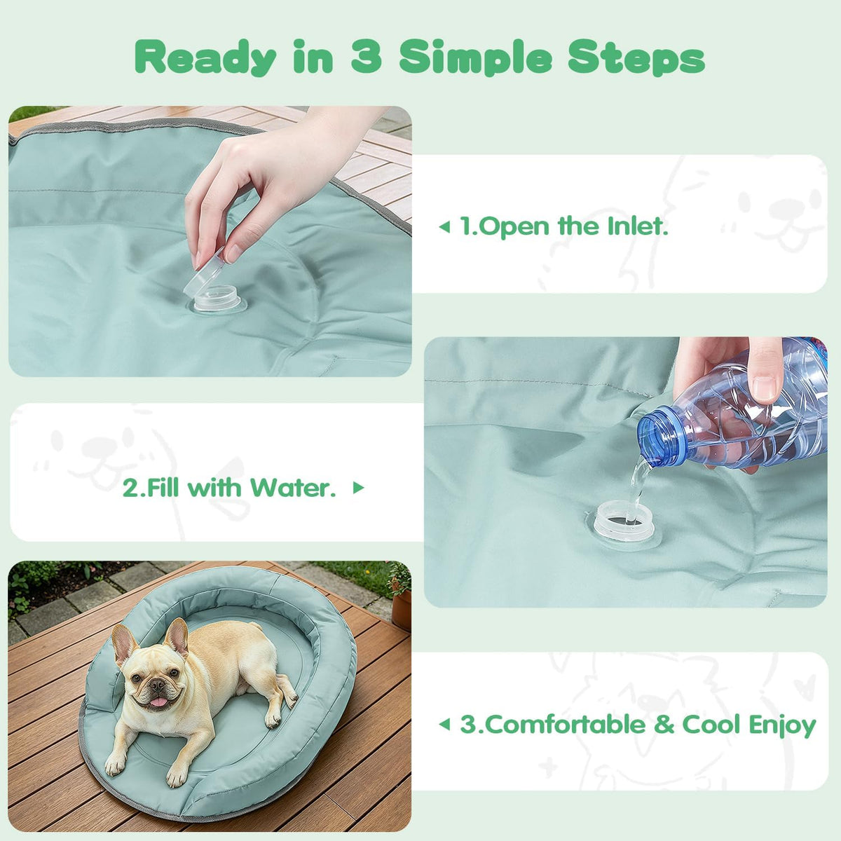 Water Cooling Mat for Dogs: Reusable Water Pad Instant Heat Relief