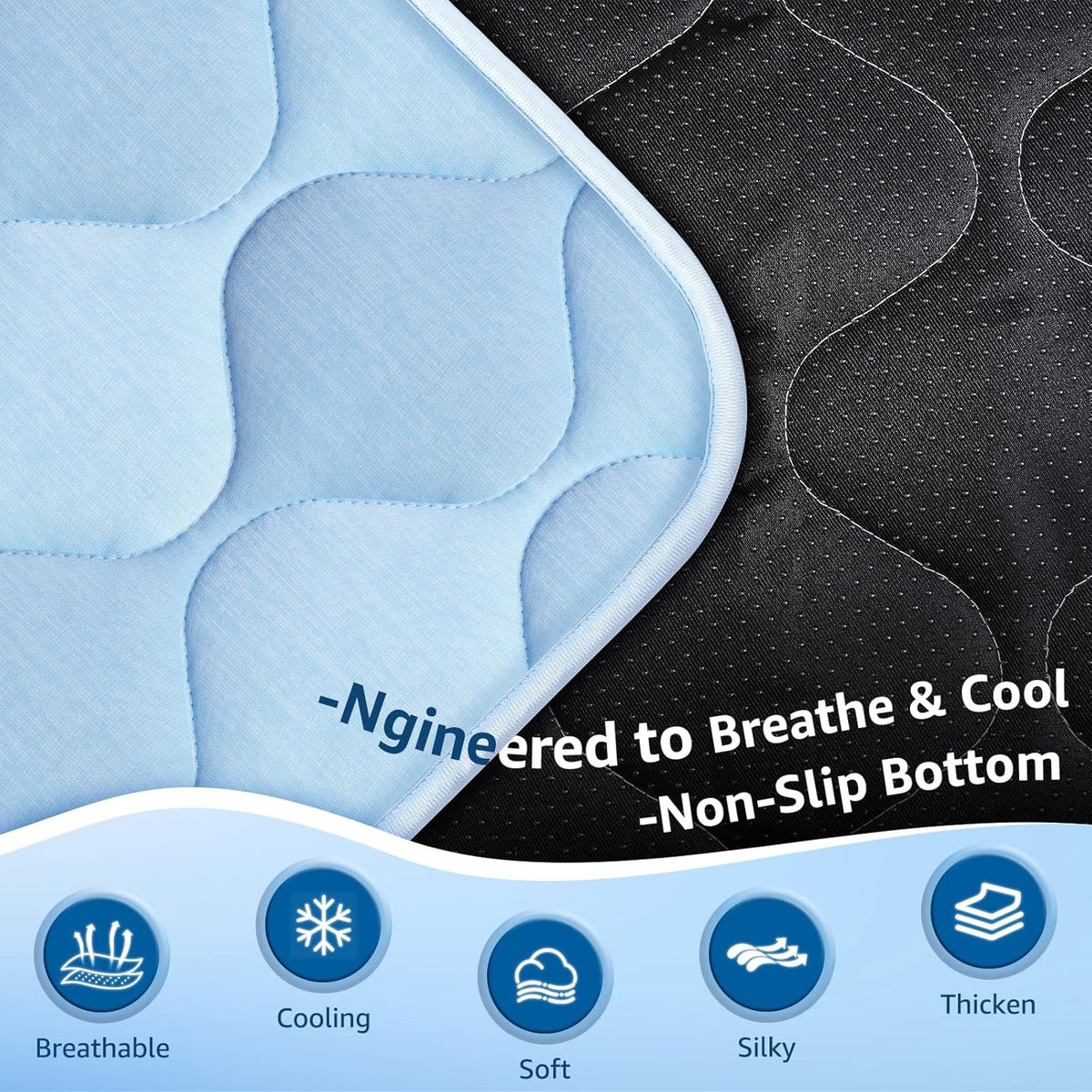 Dog Cooling Mat for Large Dogs, Long-Lasting Cool Pad for Dogs Outdoor & Indoor Use with Ice Silk Fabric & Waterproof Cover, Cooling Pet Bed 36" X 26", Non-Slip Washable Pet Blanket (Cryo Ice Blue)
