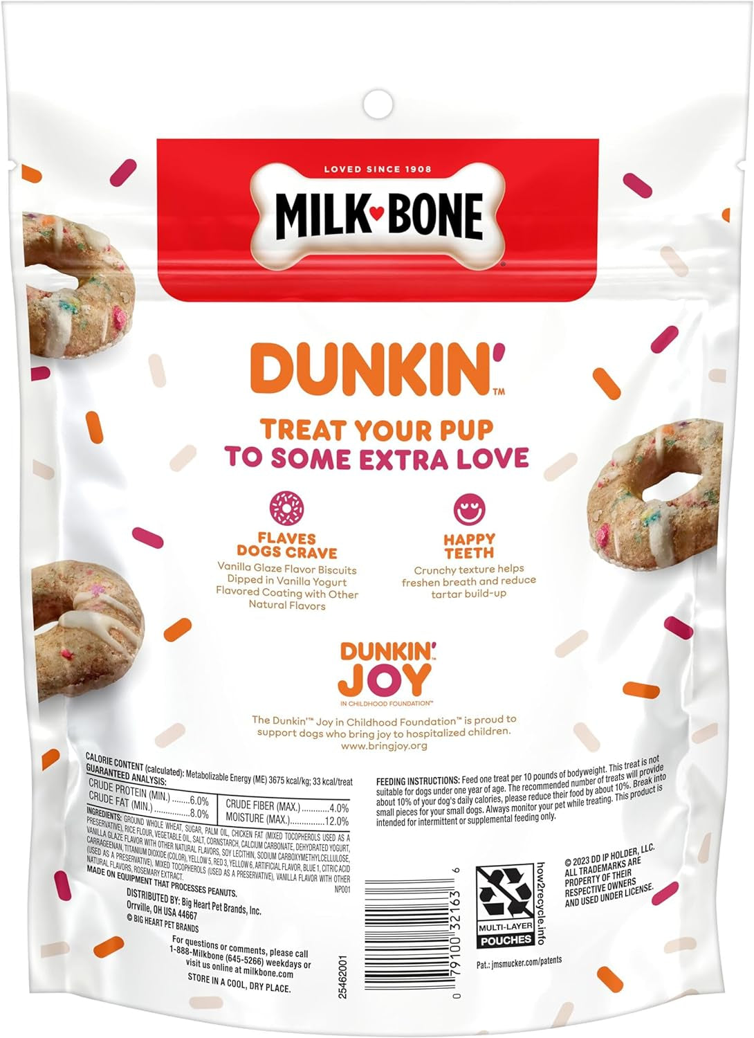 Milk-Bone Dunkin’ Vanilla Glaze Flavor Dog Biscuits with Other Natural Flavors, 8 Oz. Bag