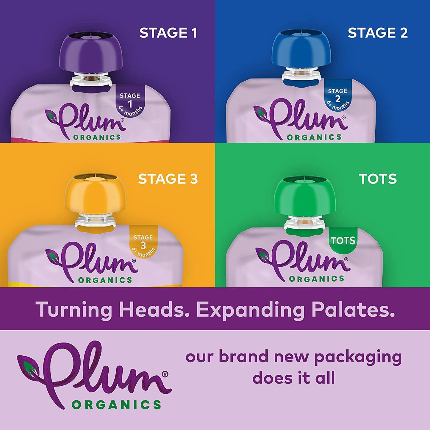 Plum Organics - 4+ Months Organic Baby Food Pouches - Just Punes - Non-Gmo - Fruit & Veggie Blends On-The-Go Pouches for Baby & Toddler Meals - Quality Tested Ingredients - 3.5 Oz (Pack of 12)