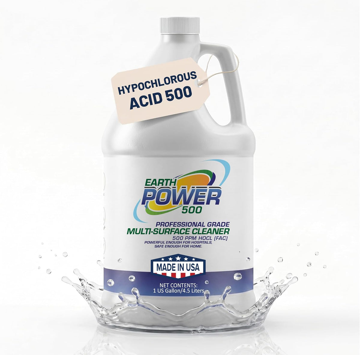 Earth Power Hypochlorous Acid 500 PPM Multipurpose Cleaner – 1 Gallon