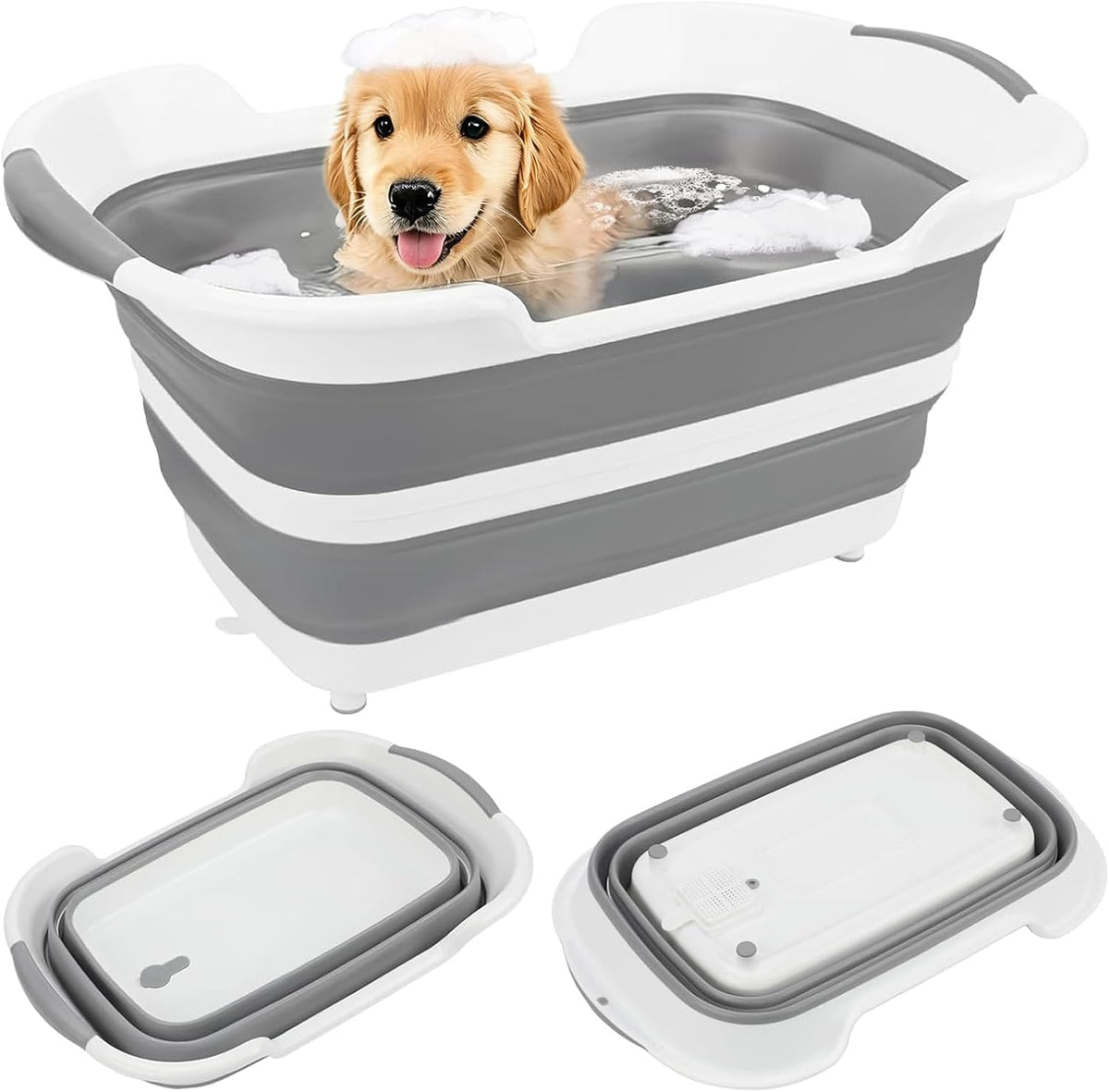 Collapsible Dog Bathtub, 7.1 Gal / 27 L Pet Bath Tub, Puppies Cats