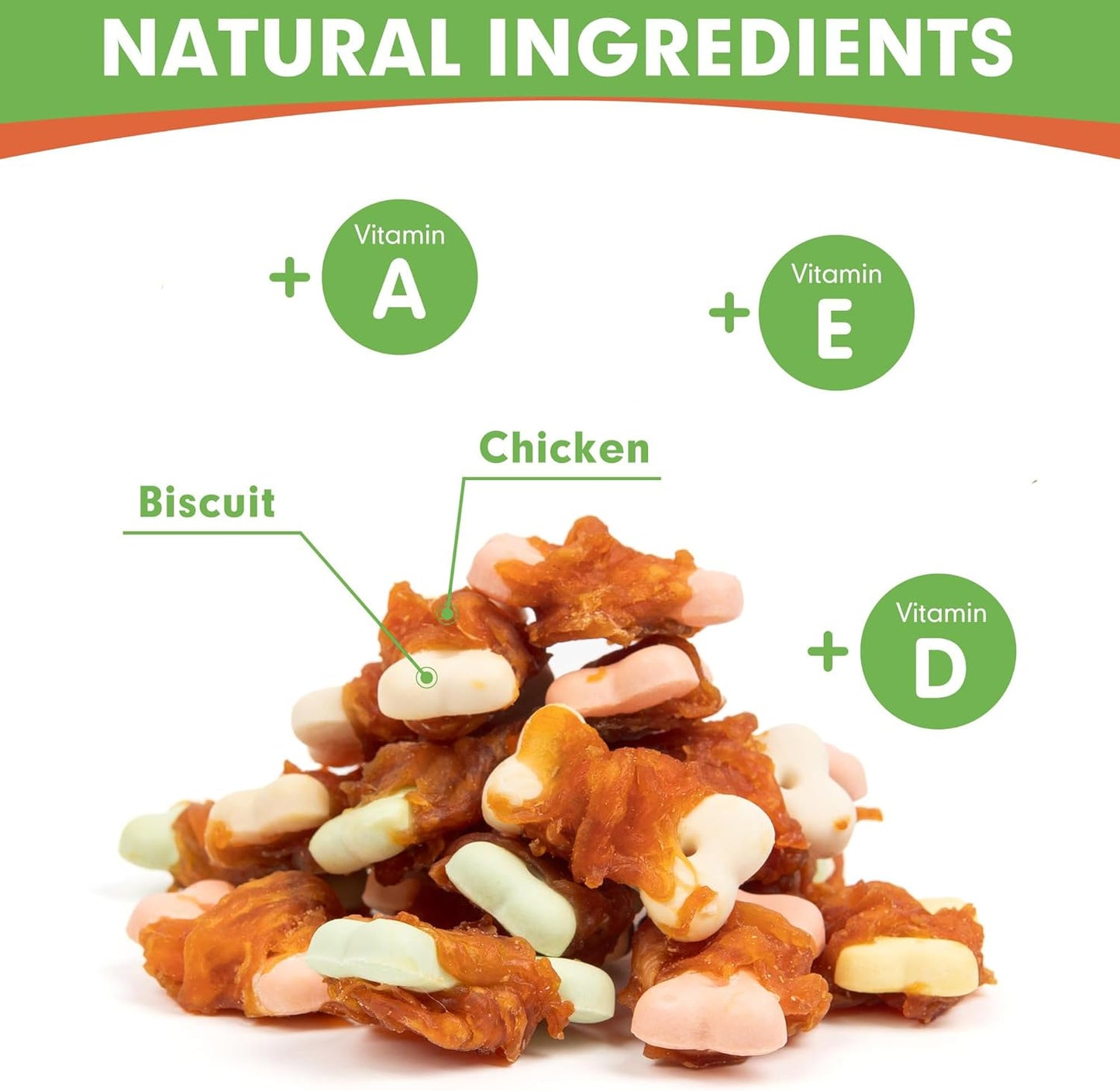 MON2SUN Dog Treats, Mini Chicken Wrapped Biscuits with Added Vitamins, Healthy Training Snacks for Small Medium and Large Dogs, 10.58Oz