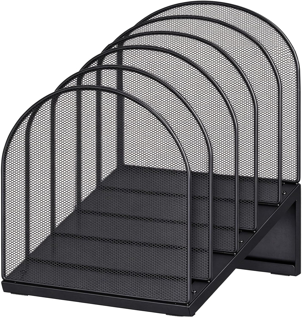 5-Section Desk File Organizer Metal Mesh Folder Organizer, Black