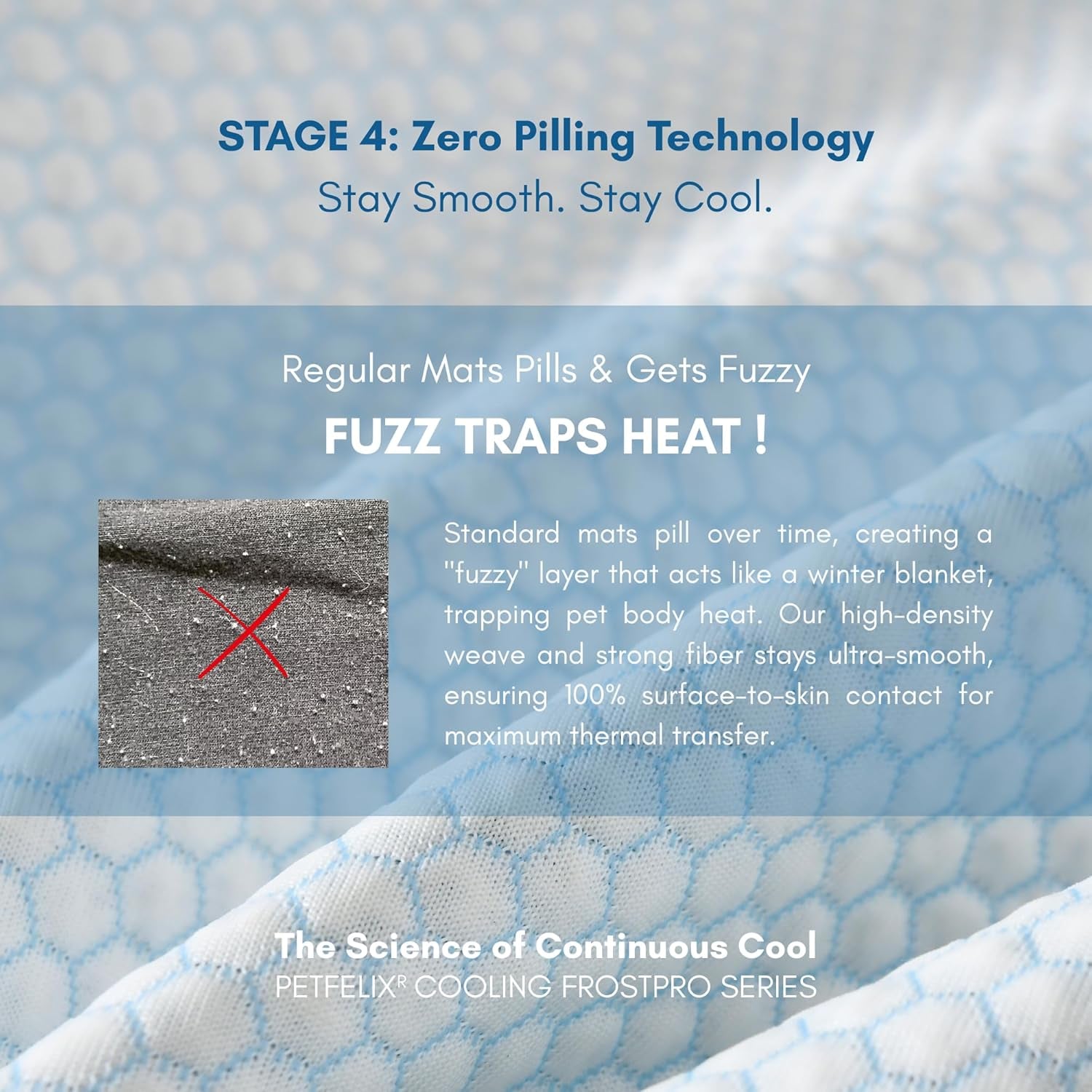 Petfelix Pet Cooling Mat, Scratch Resistant Stain Resistant QMAX>0.5 for Extra Small Dogs & Small Cats up to 10 Lbs, Self Cooling Mat for Dogs, No Water or Electricity Needed, Blue, Small, 18''*14''