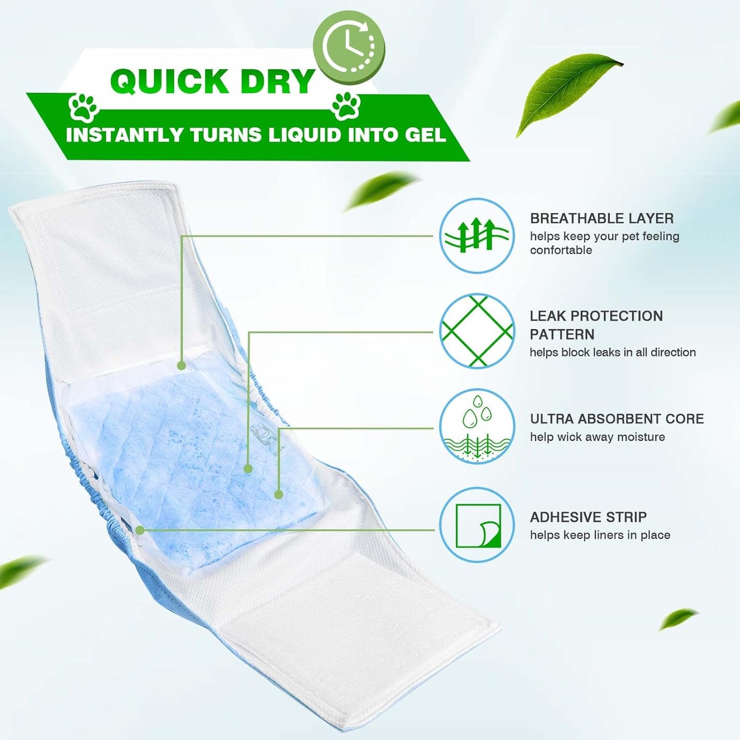 Dog Diaper Liners 150Ct Super Soft and Absorbent Dog Diaper Booster Pads for Male Dog Belly Bands or Female Dog Diapers(Regular, 150Pcs)