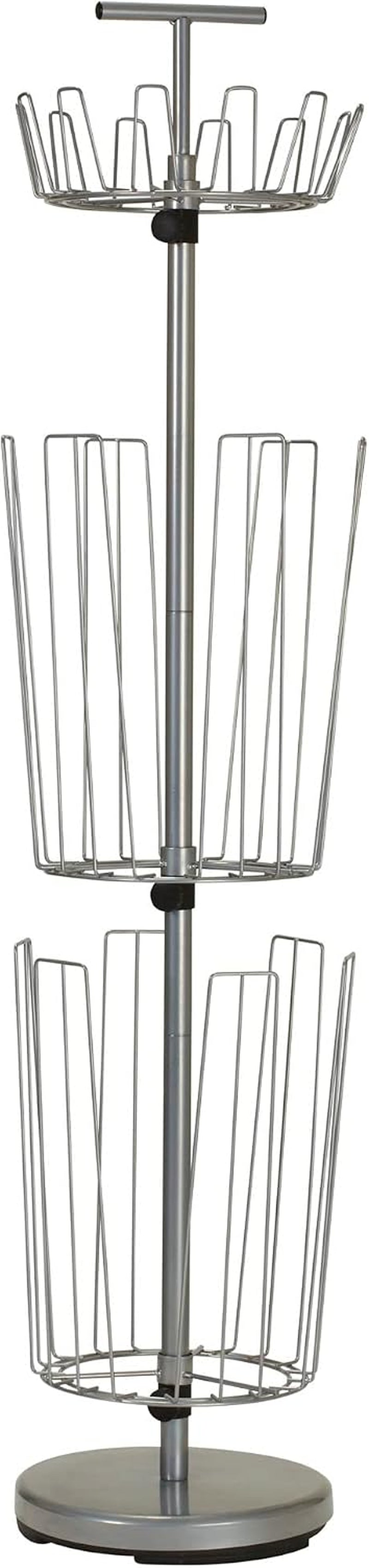 Household Essentials 2132-1 Metal 3-Tier Revolving Shoe and Boot Rack - Silver