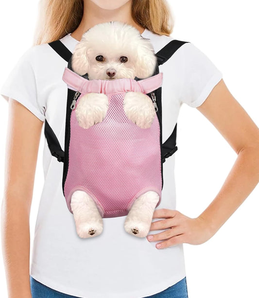 Feimax Dog Carrier Backpack Pet Legs Out Front Cat Travel Bag, Adjustable Puppy Backpacks Carriers Hands-Free for Small Medium Dogs Cats Hiking Traveling Camping Daily Walking