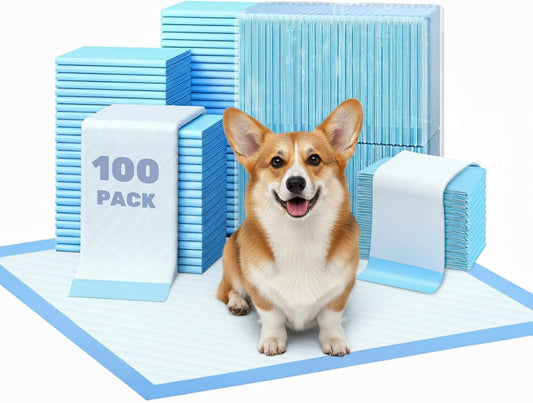 Fluffydream Super Absorbent Waterproof Dog and Puppy Pet Training Pad, Housebreaking Pet Pad,Blue (22"X22"(100Pcs))