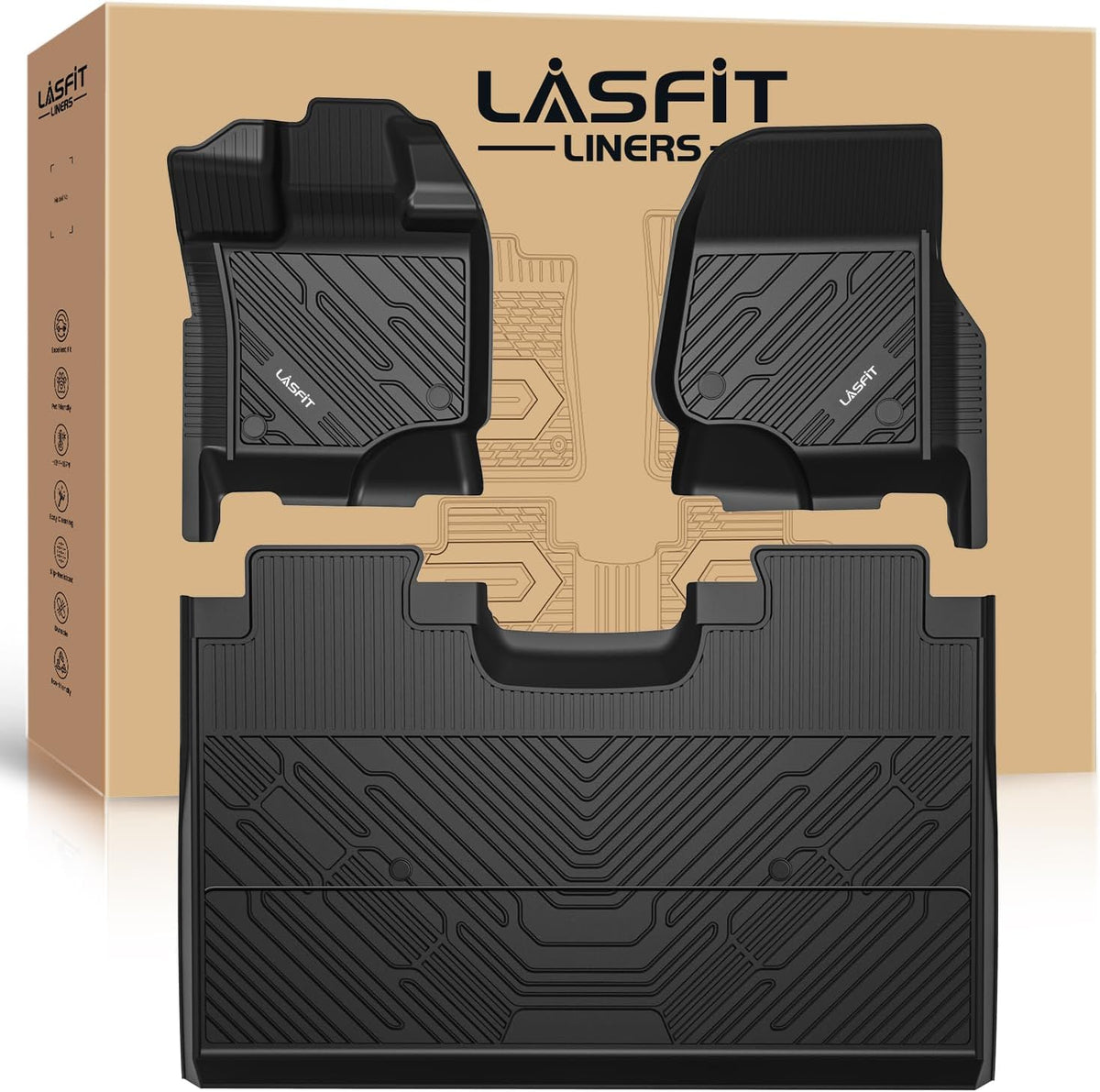 LASFIT Floor Mats for Ford F-150 2015-2026 Supercrew, W/O Fold Flat Storage