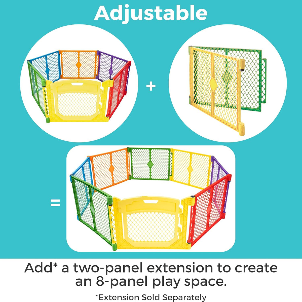 Toddleroo Superyard Ultimate: 6-Panel Baby Playard with Door; Colorplay