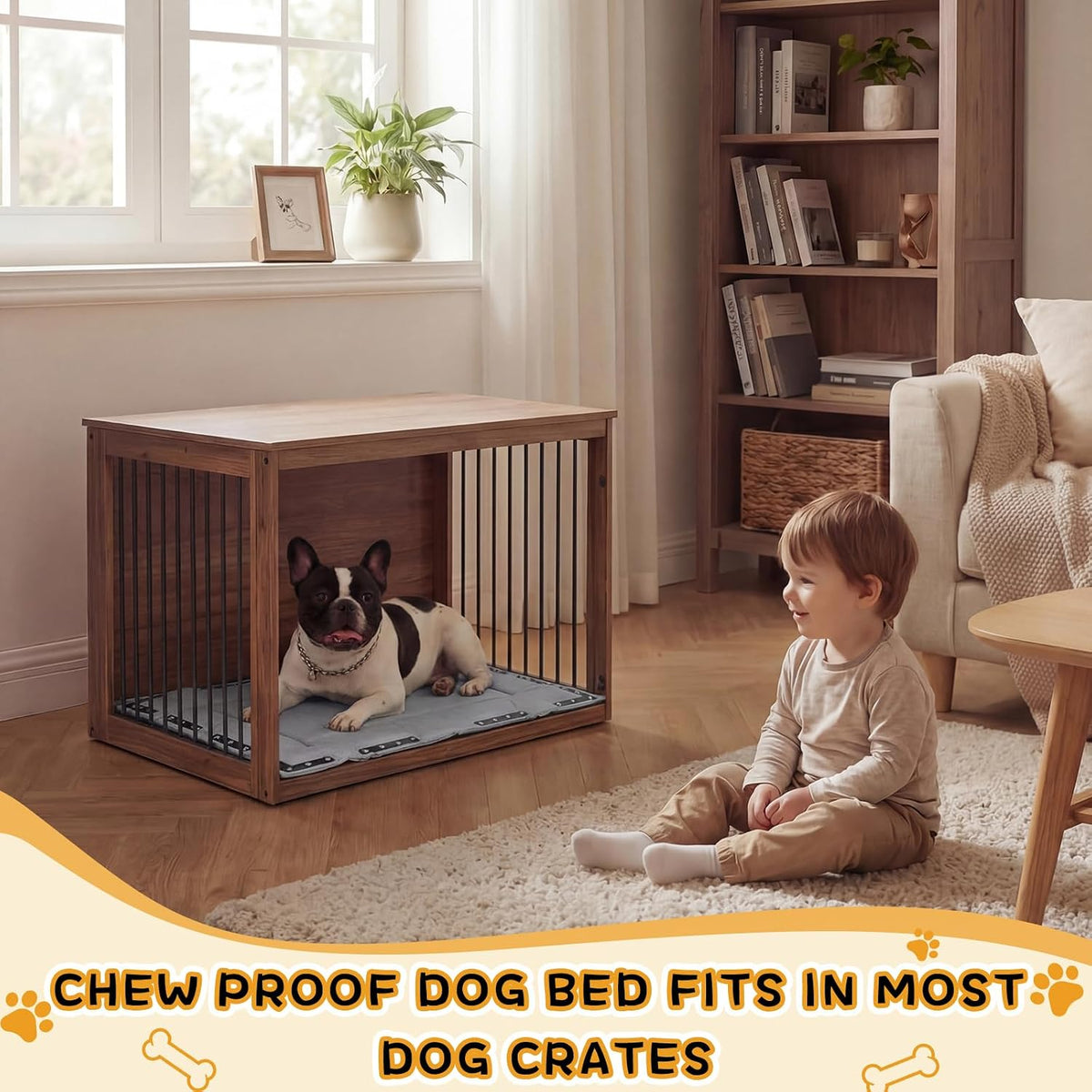 Colingmill Chew Proof Indestructible Dog Crate Bed, Gray, 23” X 16”