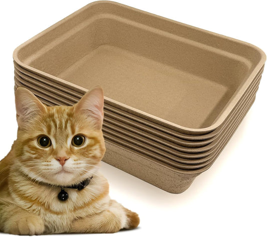 Nexboraque 8 Pack Disposable Cat Litter Box, 17 X 13.2 X 4 Inch Large Kitty Litter Box Pans Paper Cat Litter Tray for Hamster, Guinea Pig, Rabbit, Portable