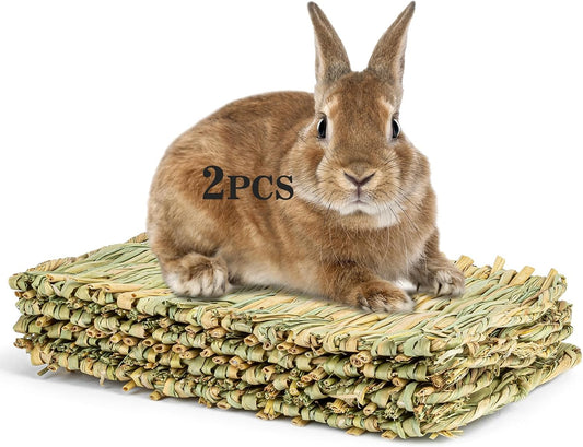 Sukh Bunny Mat, Grass Mats for Rabbits - 2 Pack Natural Woven Hay Cage Bed